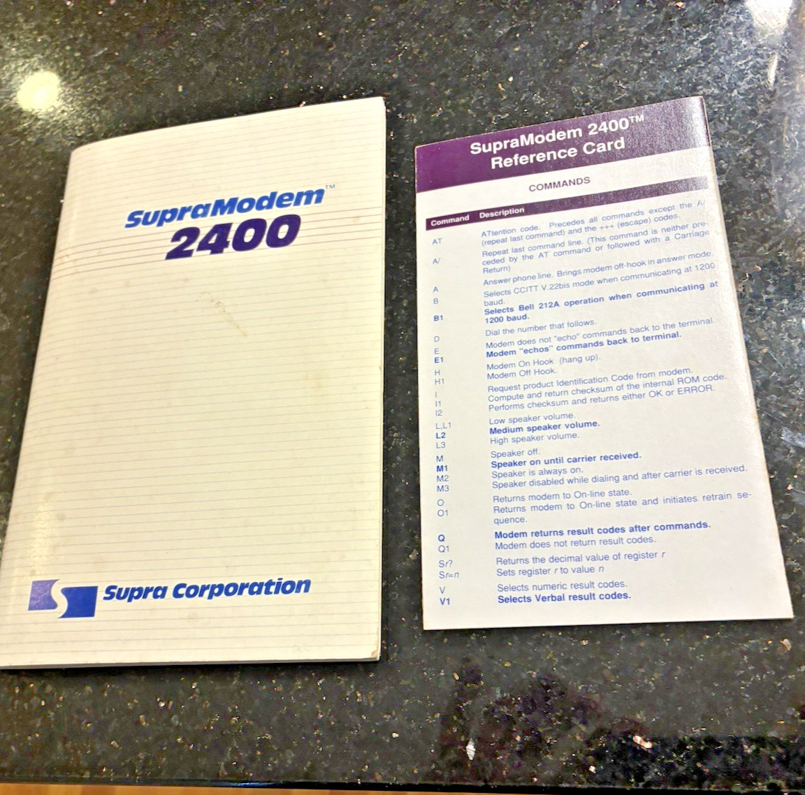 VINTAGE 1987 MANUAL & REFERENCE CARD - SupraModem 2400 Manual (for Amiga) SUPRA