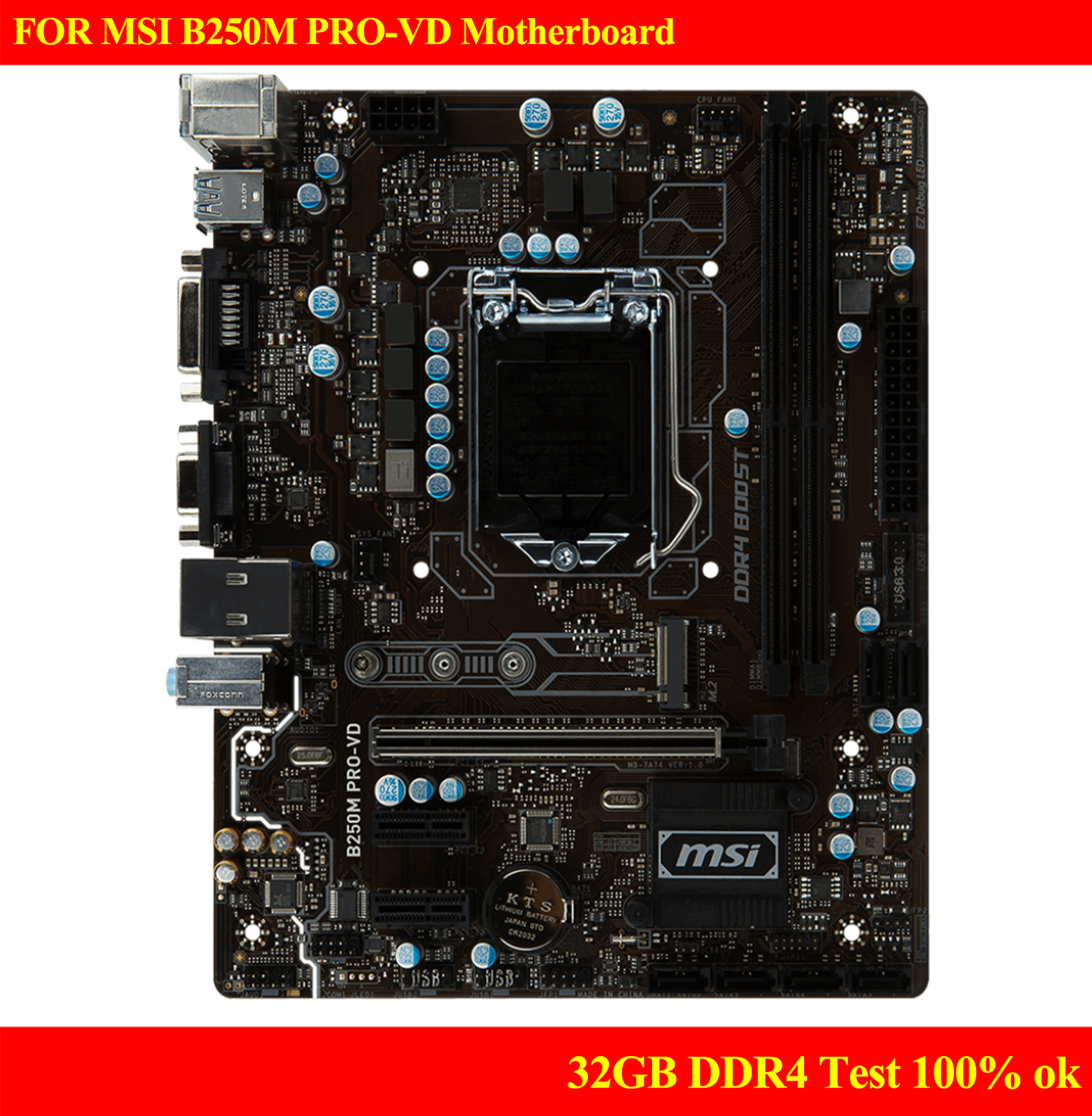 For MSI B250M PRO-VD Motherboard LGA1151 Interface VGA+DVI 32GB Tested 100% OK