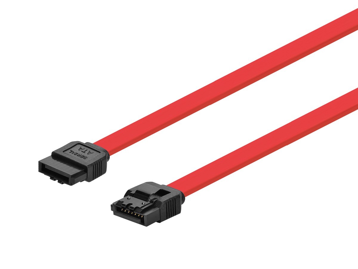 Monoprice SATA 6Gbps Straight Connector Cable w/ Locking Latch 18in Red 10 Pack