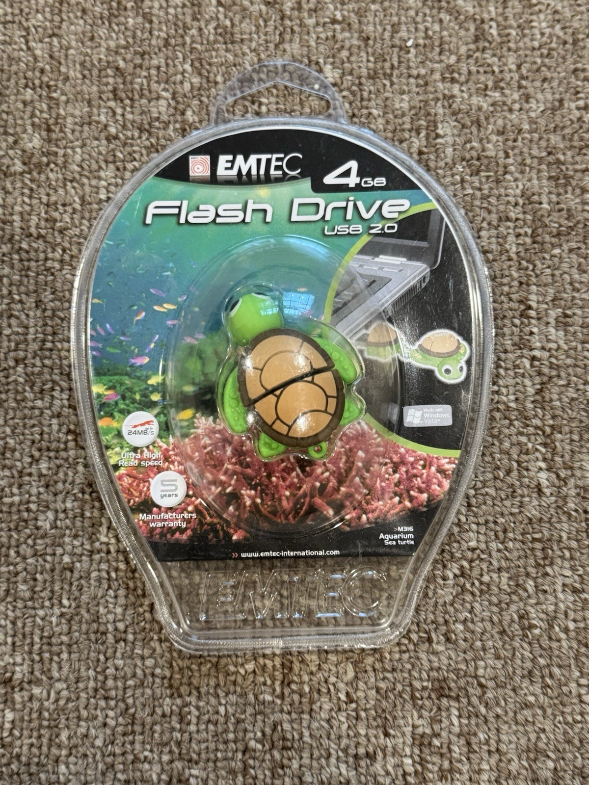 Emtec Animal Design Novelty USB Flash Drive, 4GB Turtle M316