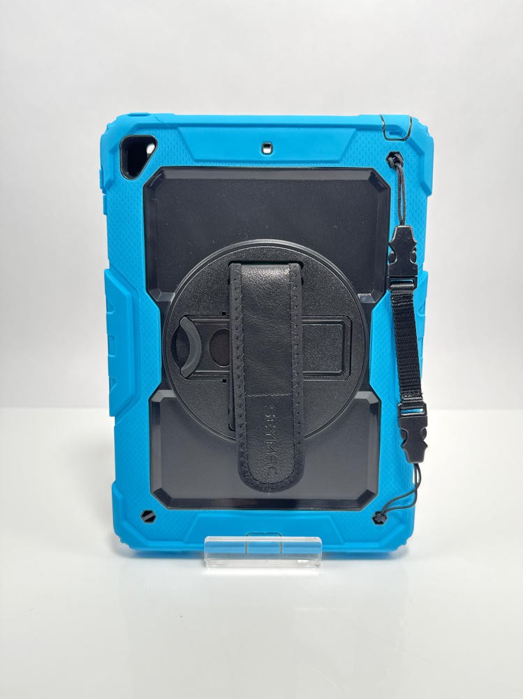 SEYMAC iPad 9.7 Case Shockproof Rotating Stand Shoulder Strap Light Blue