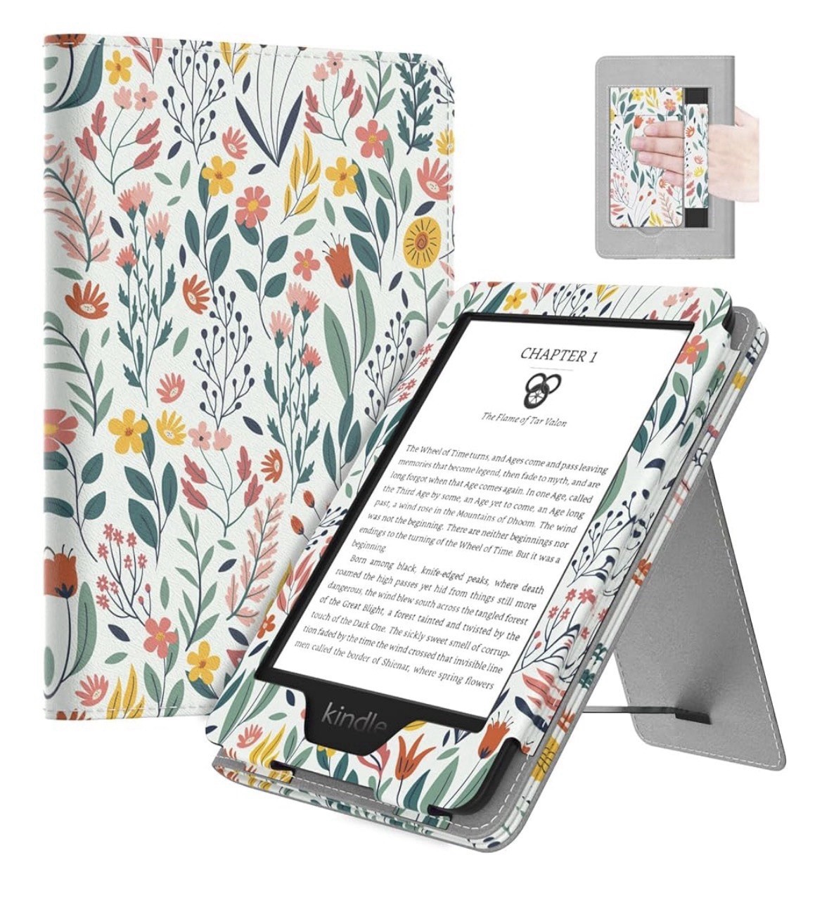 Amazon Kindle Floral Pattern Folding Folio Case Synthetic Leather Magnetic Stand