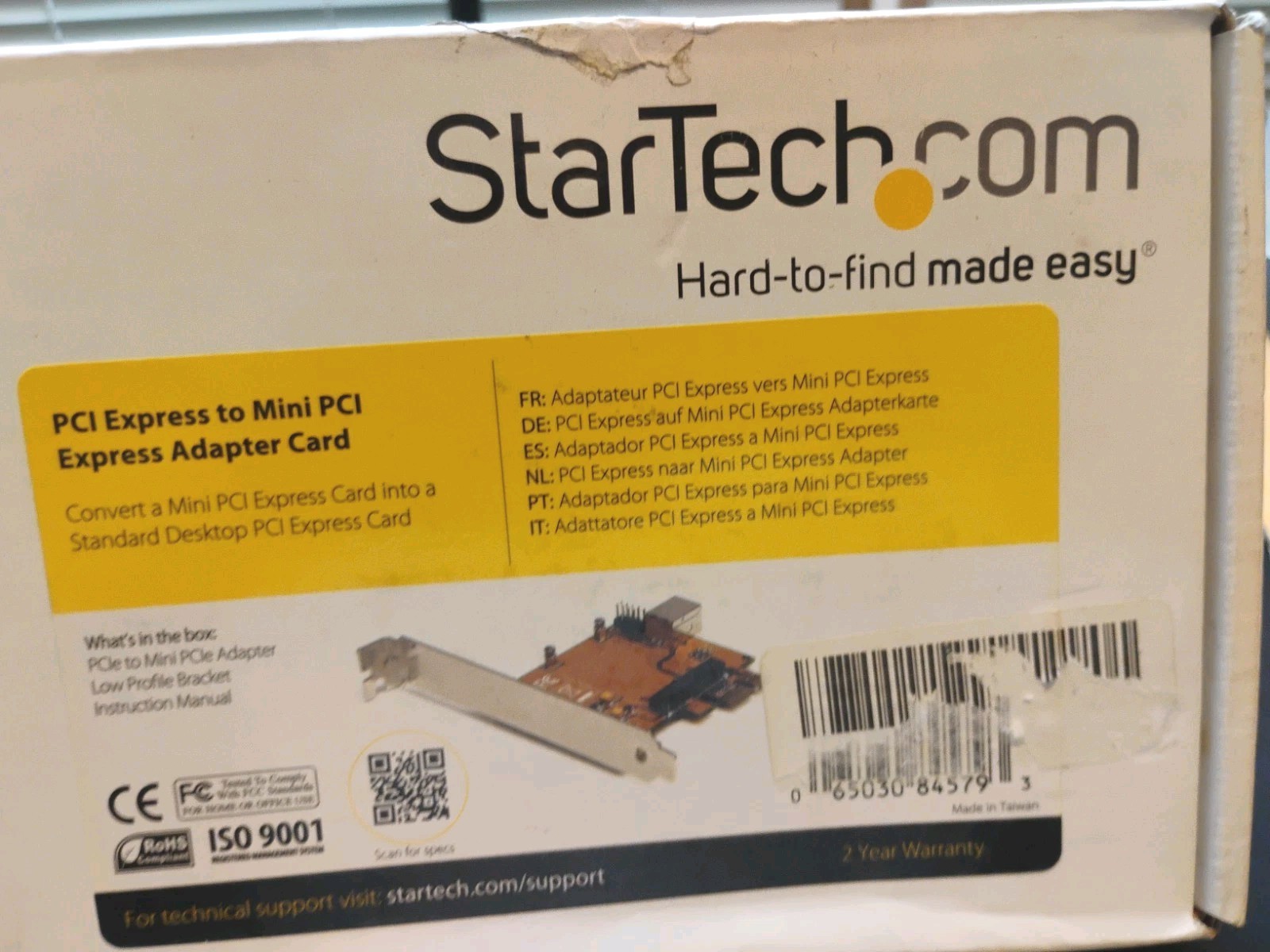 StarTech.Com PEX2MPEX  PCIE tO Mini PCIE Card Adapter. Open Box