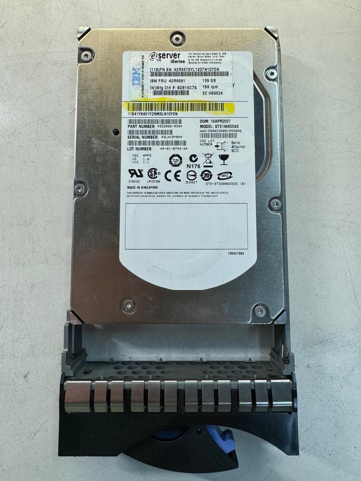 IBM 42R6691 42R6679 139Gb 15K RPM SERVER SAS 3.5in Drive