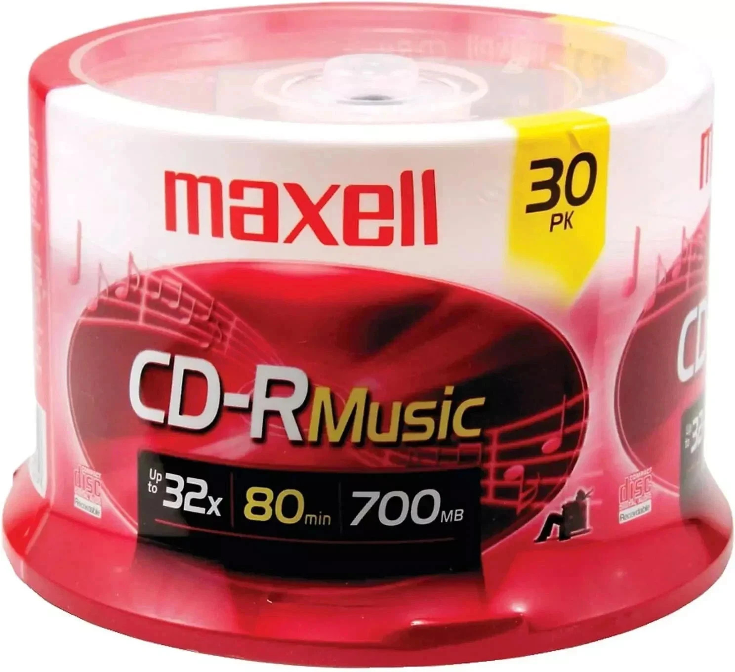 Maxell CD-R Blank Media 30 Pack Spindle  Audio Music 32x 80 Minute 700MB Player 