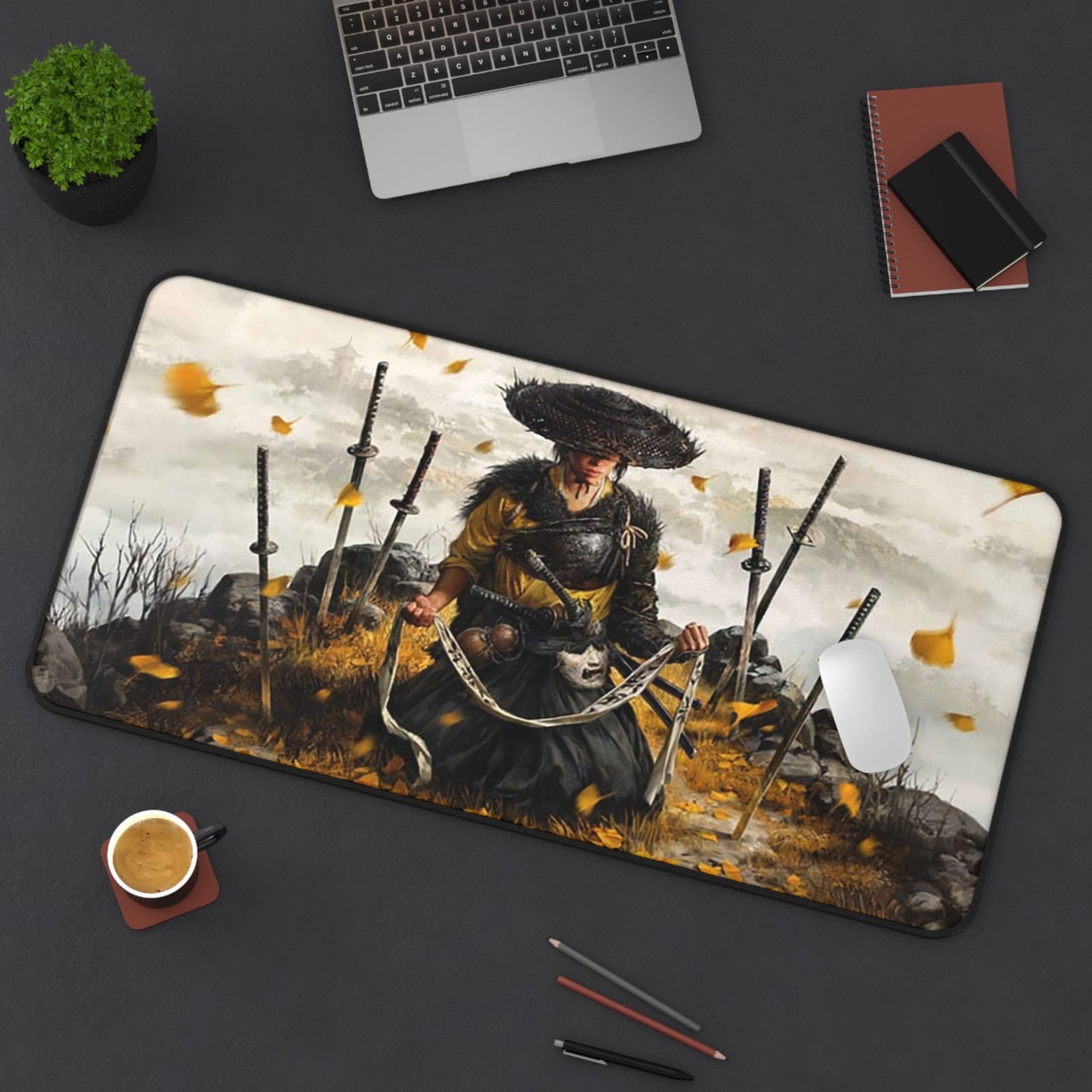 Ghost of Yotei Samurai Warrior Desk Mat, Lone Ronin Gaming Mouse Pad