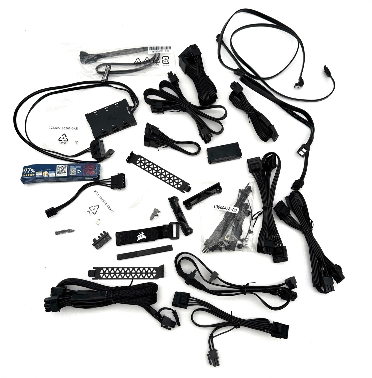Mixed Lot PC Parts & Cables SATA Data PSU Power Cables Case Hardware Accessories