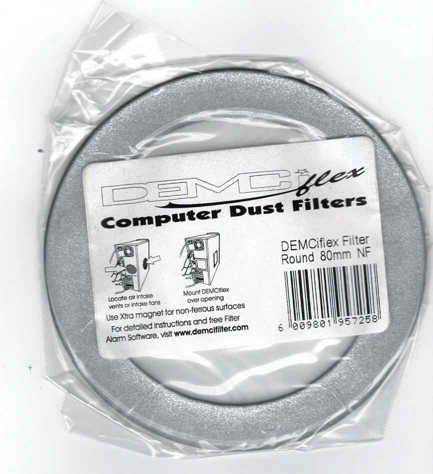 DEMCiflex 80 Magnetic Fan Dust Filter Round - Metallic Silver with White Mesh