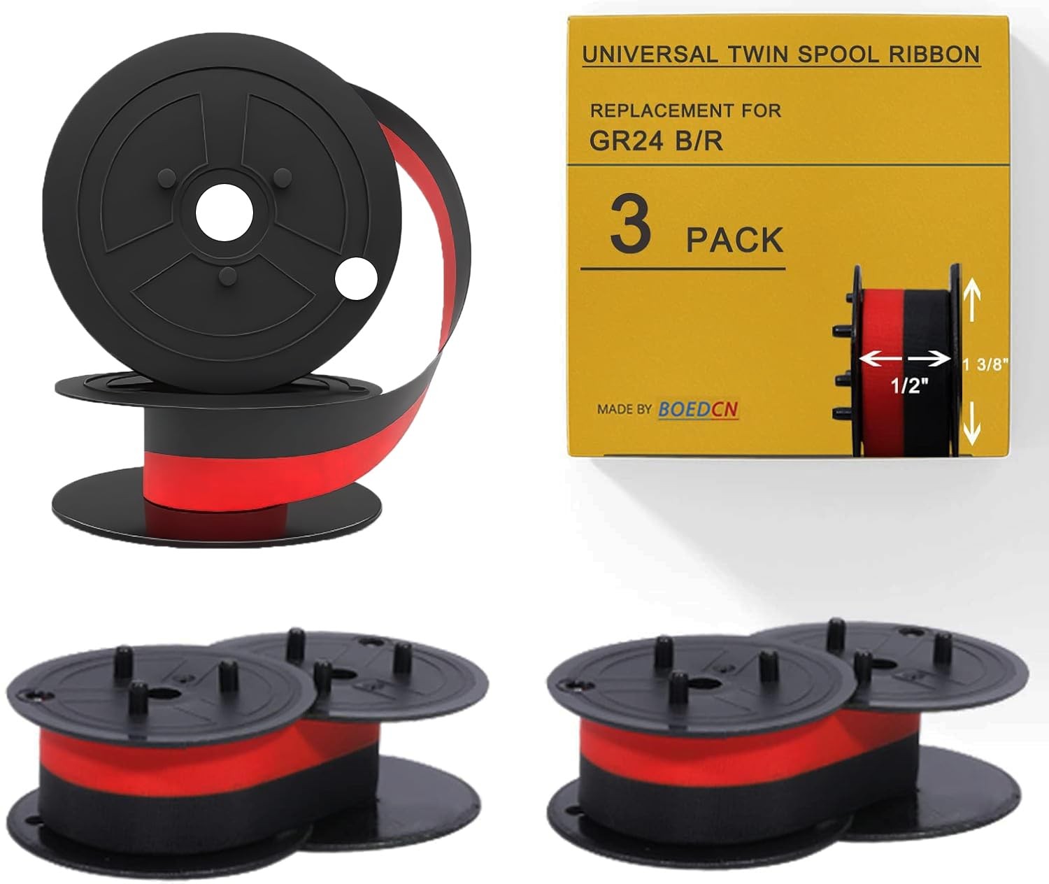 3 Pack Replacement for Porelon 11216 Twin Spool Calculator 3-Pack, Black/Red