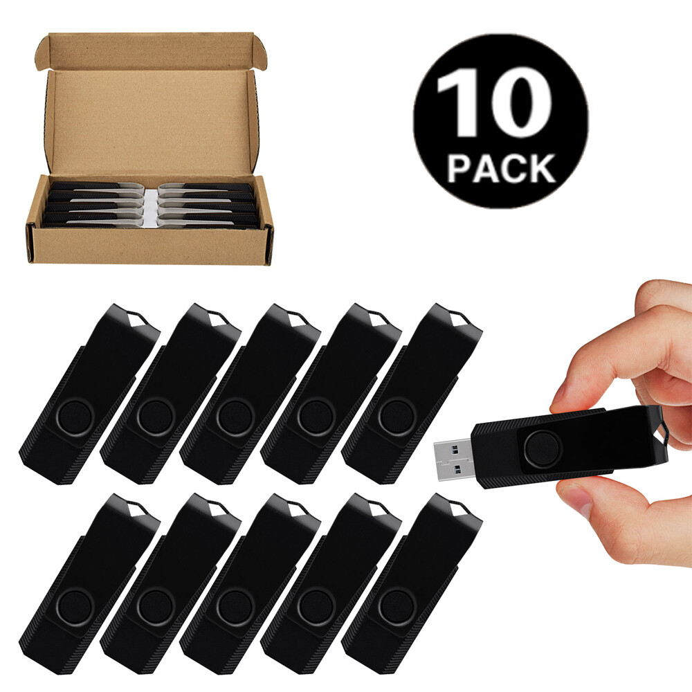 10 Pack Bulk Flash Drives USB 2.0 Metal Flash Memory Sticks Swivel Thumb Drive