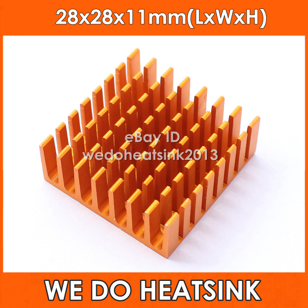 2pcs 28mm Heatsink 28*28*11mm Gold Slotted Anodized 28x28x11mm Heatsink Cooler