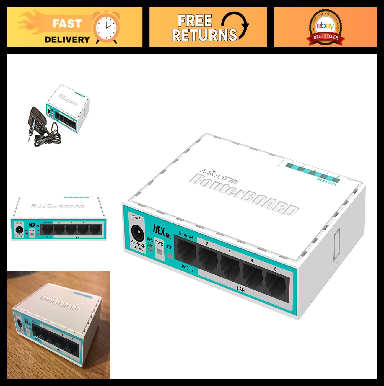 5-Port Router, 10/100 Mbps, PoE Support, Compact Design, Ideal for Home/Office N