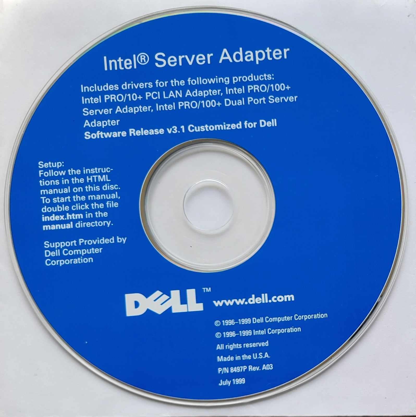 Vintage - Intel PRO/10+ PCI LAN Server Adapter by Dell, 1999