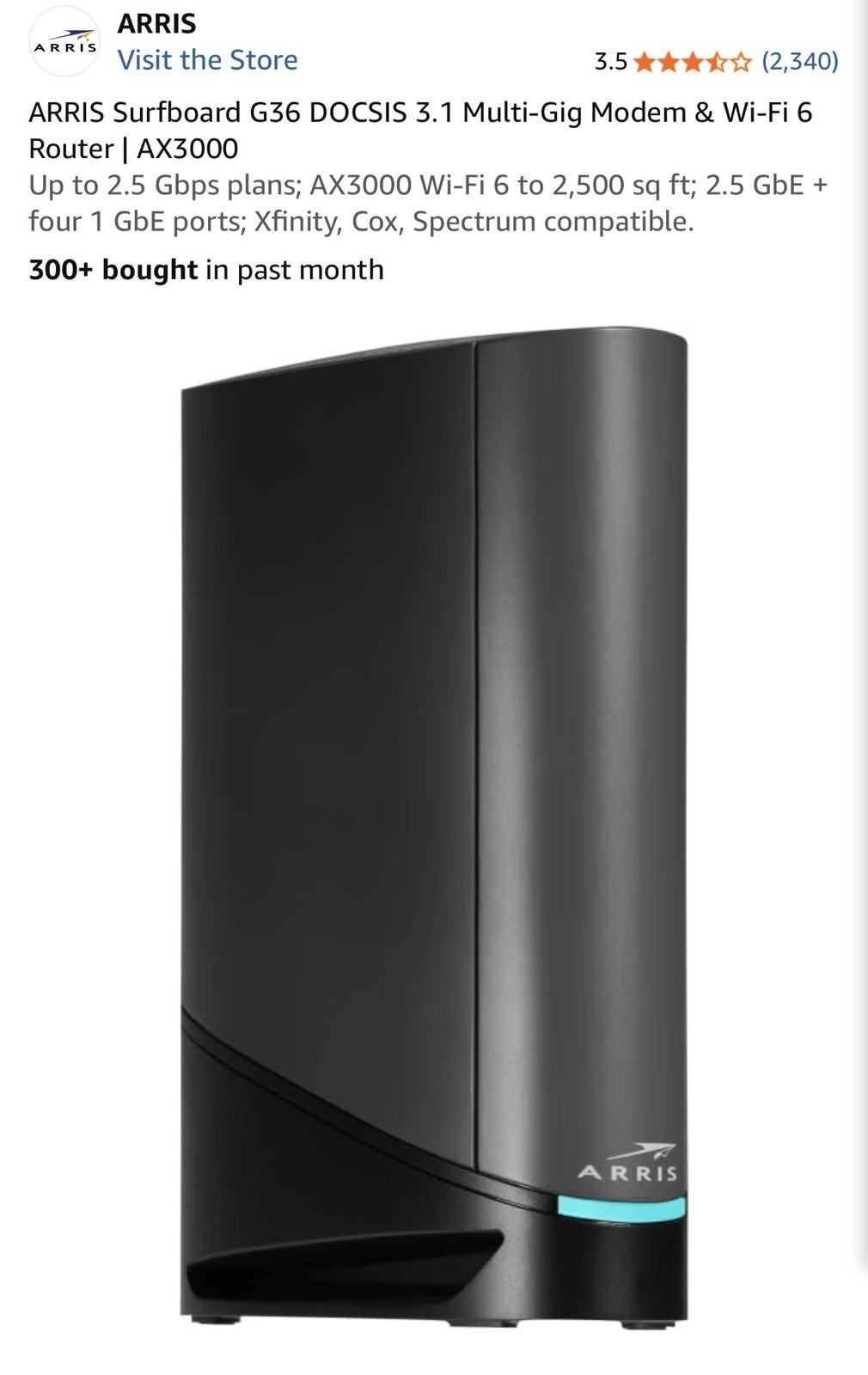 ARRIS Surfboard G36 DOCSIS 3.1 Multi-Gig Modem & Wi-Fi 6 Router | AX3000