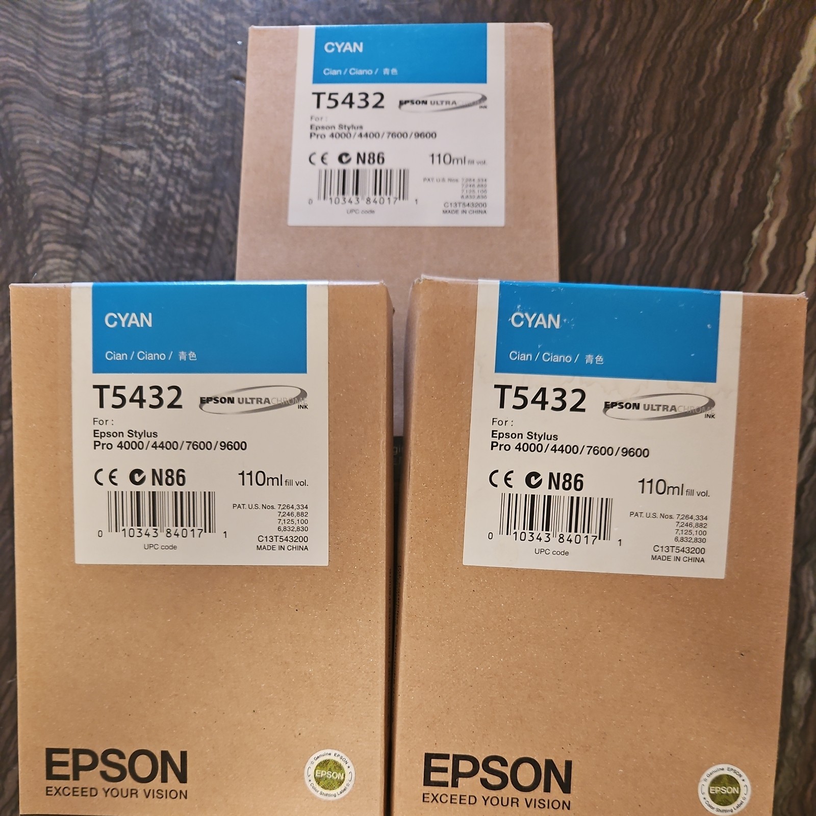 04-2015 NIB Genuine Epson 110ml Ink T5432 (Cyan) Stylus Pro 4000/4400/7600/9600