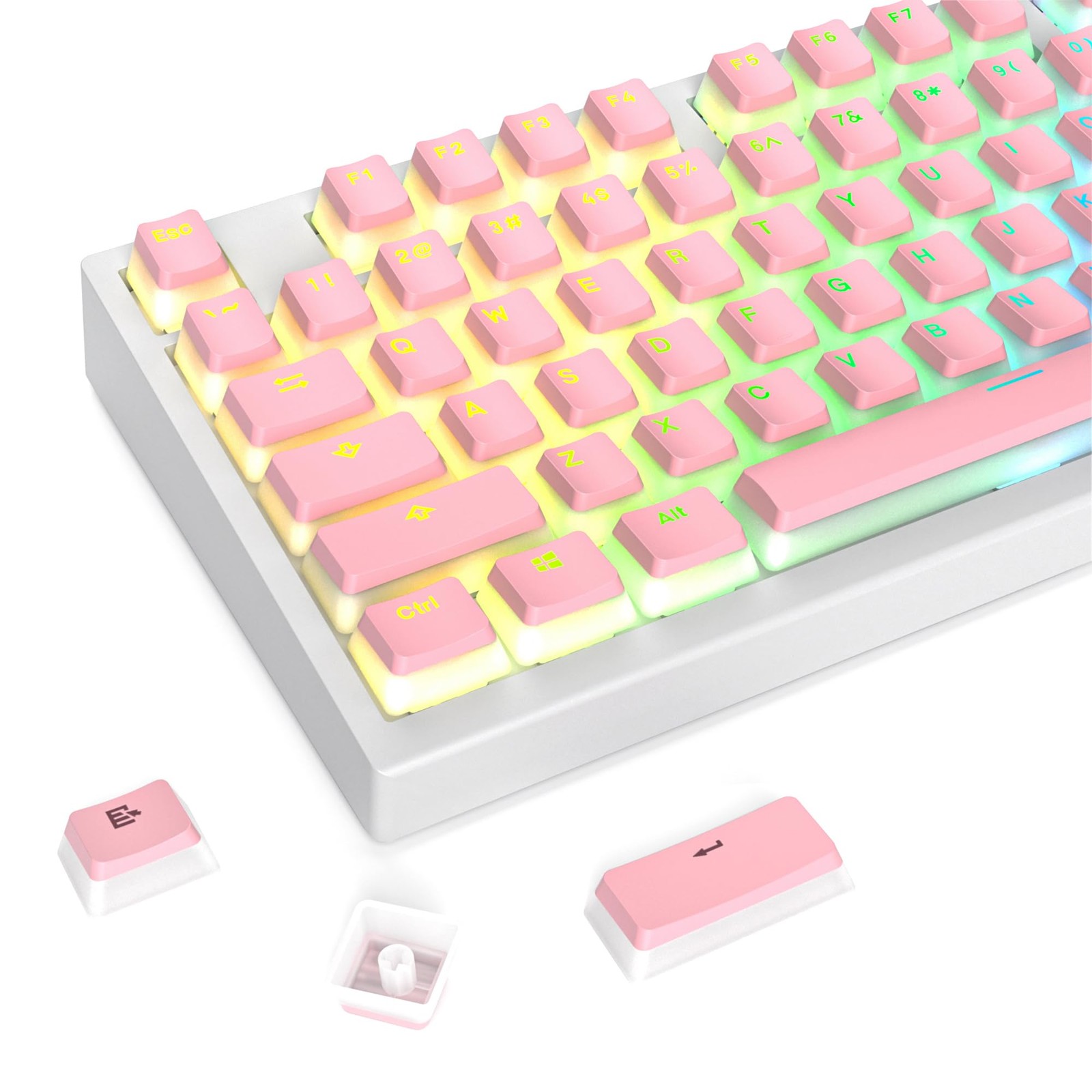 117Key Pink Pudding Keycaps OEM Profile PBT Translucent Backlight Keyboard