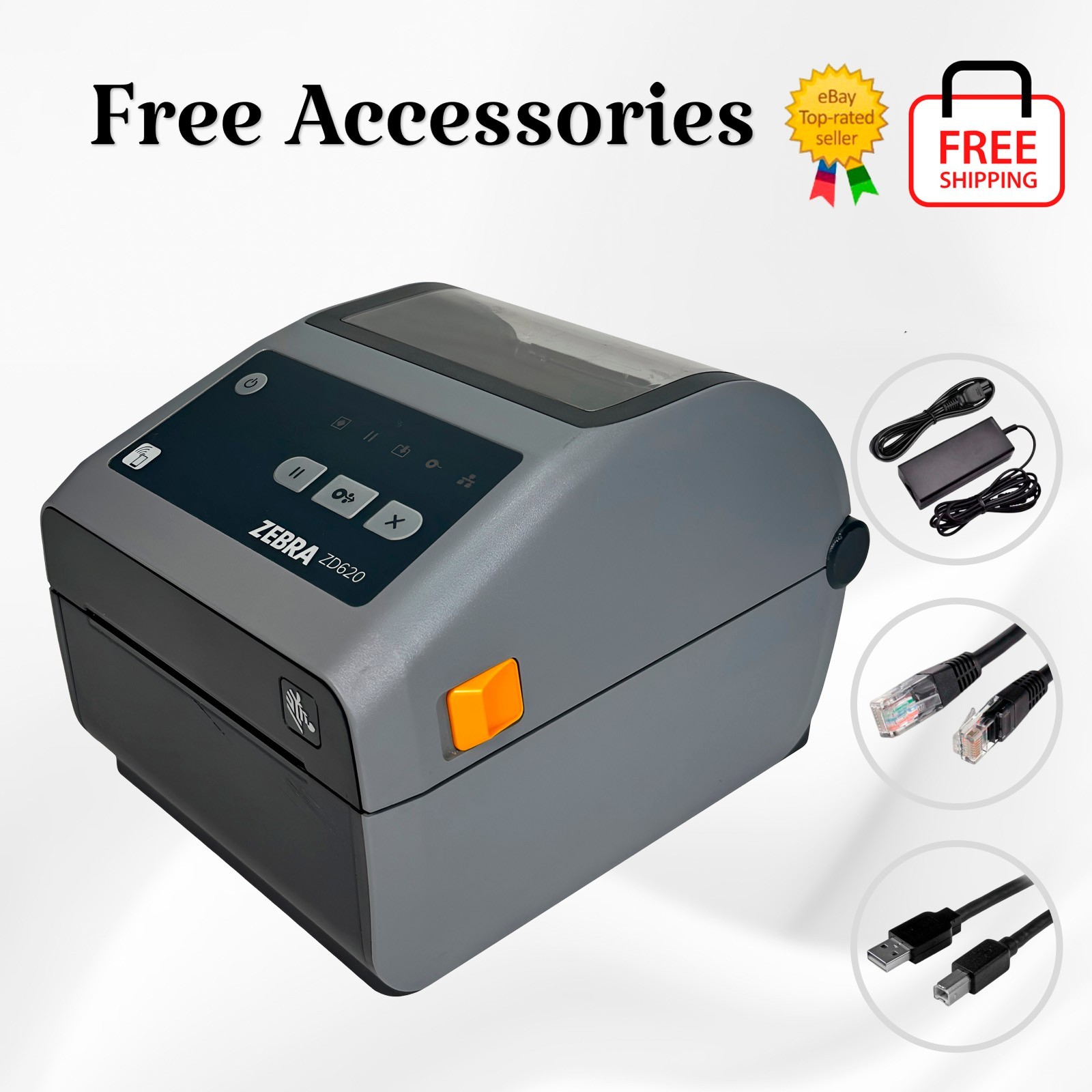 BUNDLE Zebra ZD620 Direct Thermal Barcode Label Printer WiFi USB LAN Bluetooth