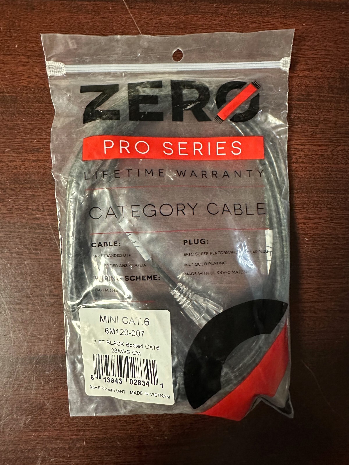 Zero Pro Series 10-Pack Category Cable 7FT Black Booted CAT6 Mini