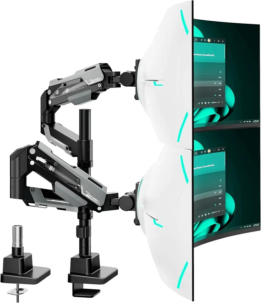 ARES WING Vertical Dual Monitor MoI'llunt 24-57" Aluminum Heavy Duty Monitor Arm