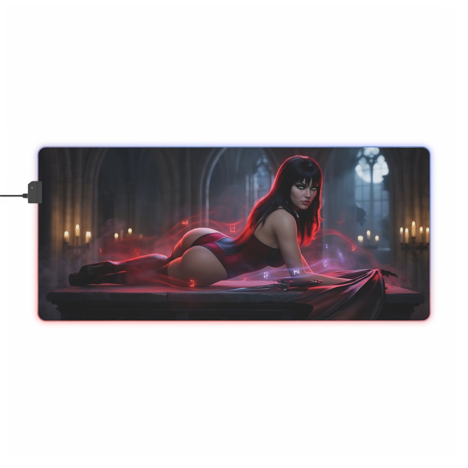 Vampirella Mouse Pad, Vampirella LED RGB Desk Mat, Gift for Gamer, Horror Decor