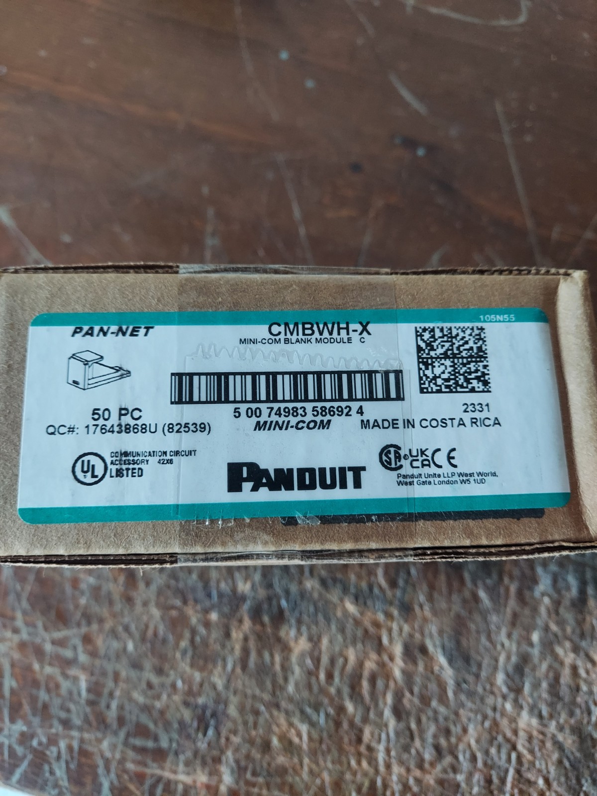 50- Panduit CMBWH-X Pan-Net Mini-Com 1-Port Blank Module White Box of 50 Sealed.