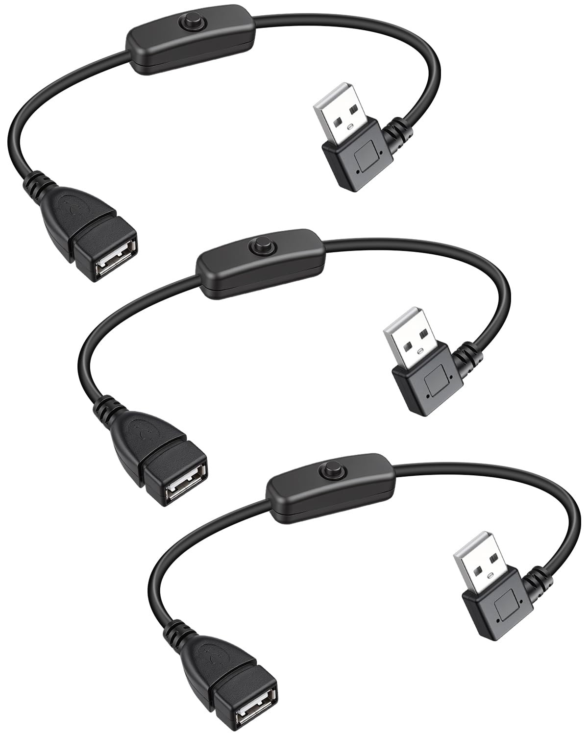 Right Angle USB Extension Cable with On/Off Switch(3Pack/20Cm)