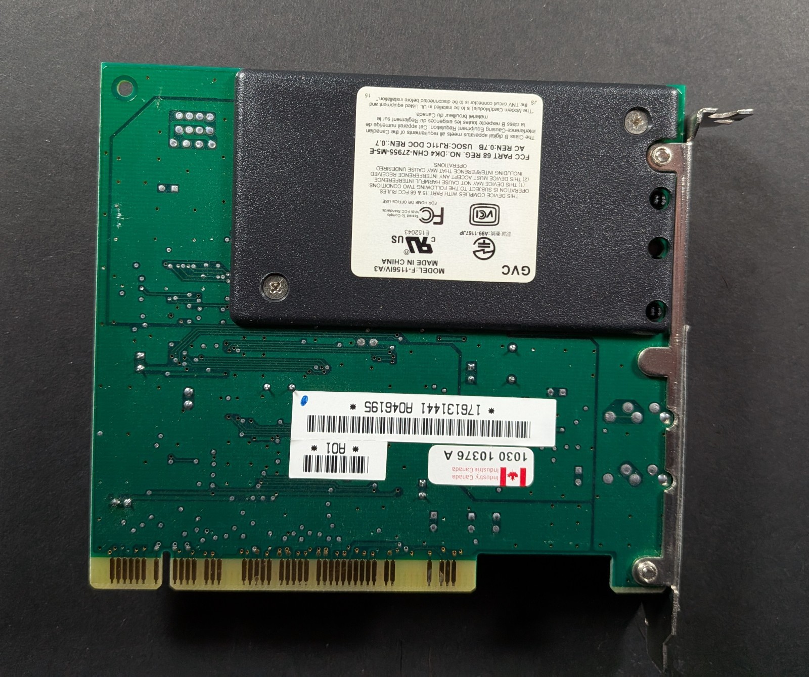 Internal PCI 56Kbps F-1156IV/A3 modem probably GVC part for Sony Vaio A99-1167JP