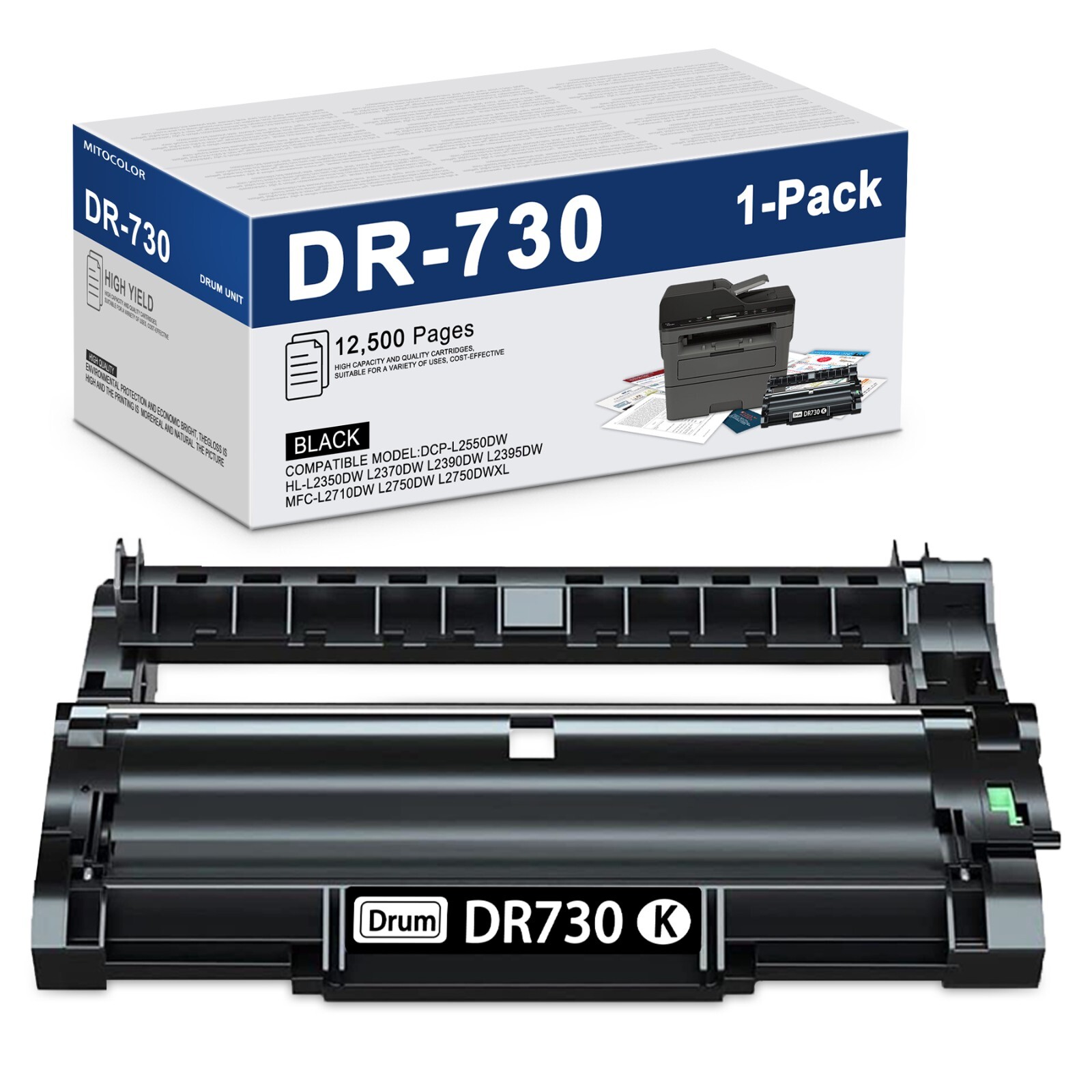 DR730 1Black High Yield Replacement For Brother Drum Unit HL-L2395DW MFC-L2710DW
