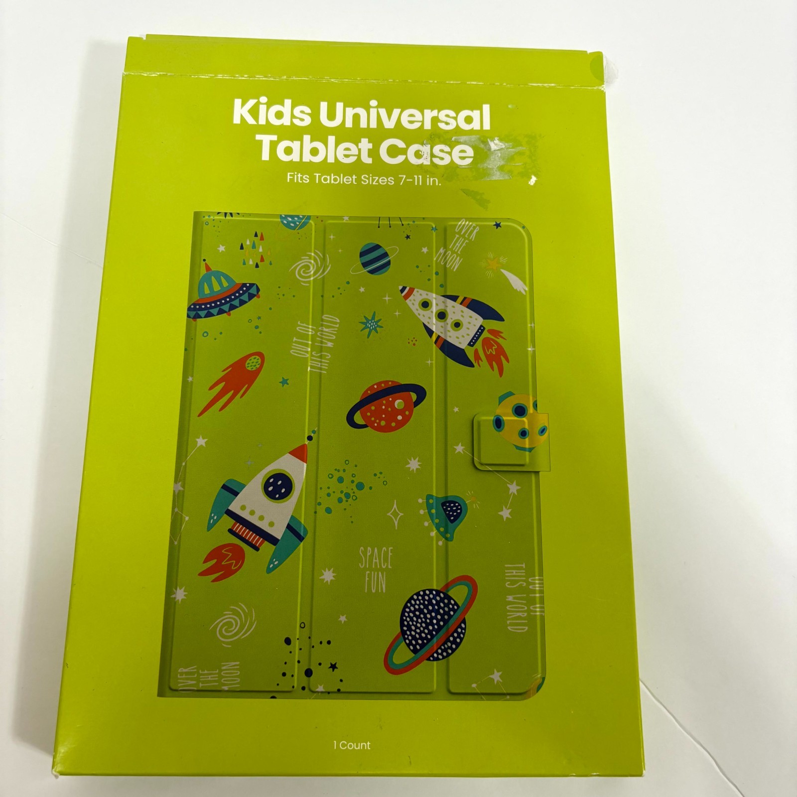 GEMS Kids Universal Tablet Case 7-11” Space Green Magnetic Clasp & Stand Age 6+