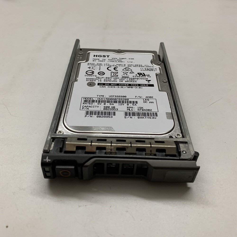 Hitachi HUC156060CSS200 600GB 15K RPM 12Gb/s 128MB 2.5" SAS HDD 0B28953 W/Tray