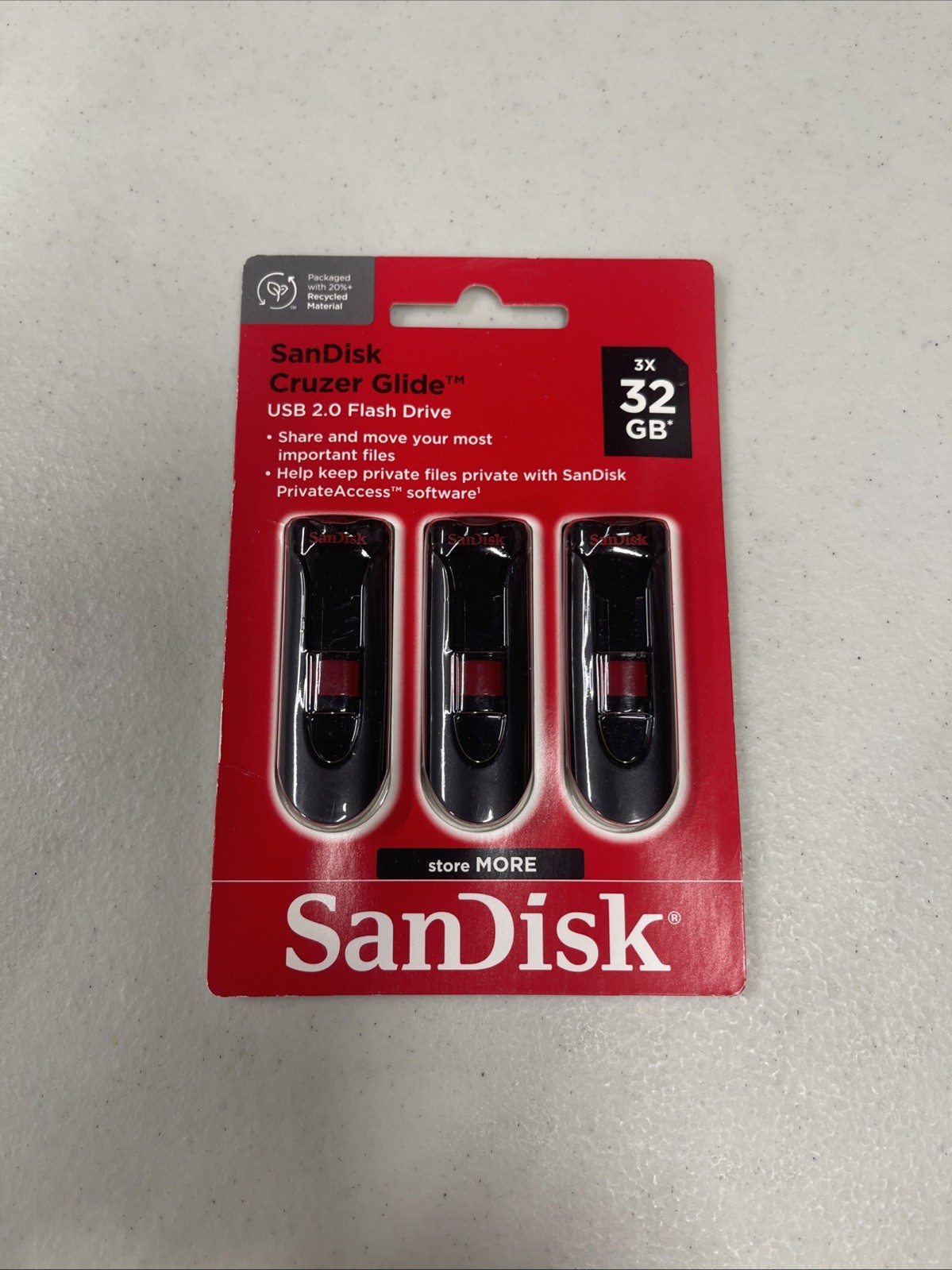 3-Pack SanDisk 32GB Cruzer Glide USB 2.0 Flash Drive (3x32GB) SDCZ60-032G-AW463