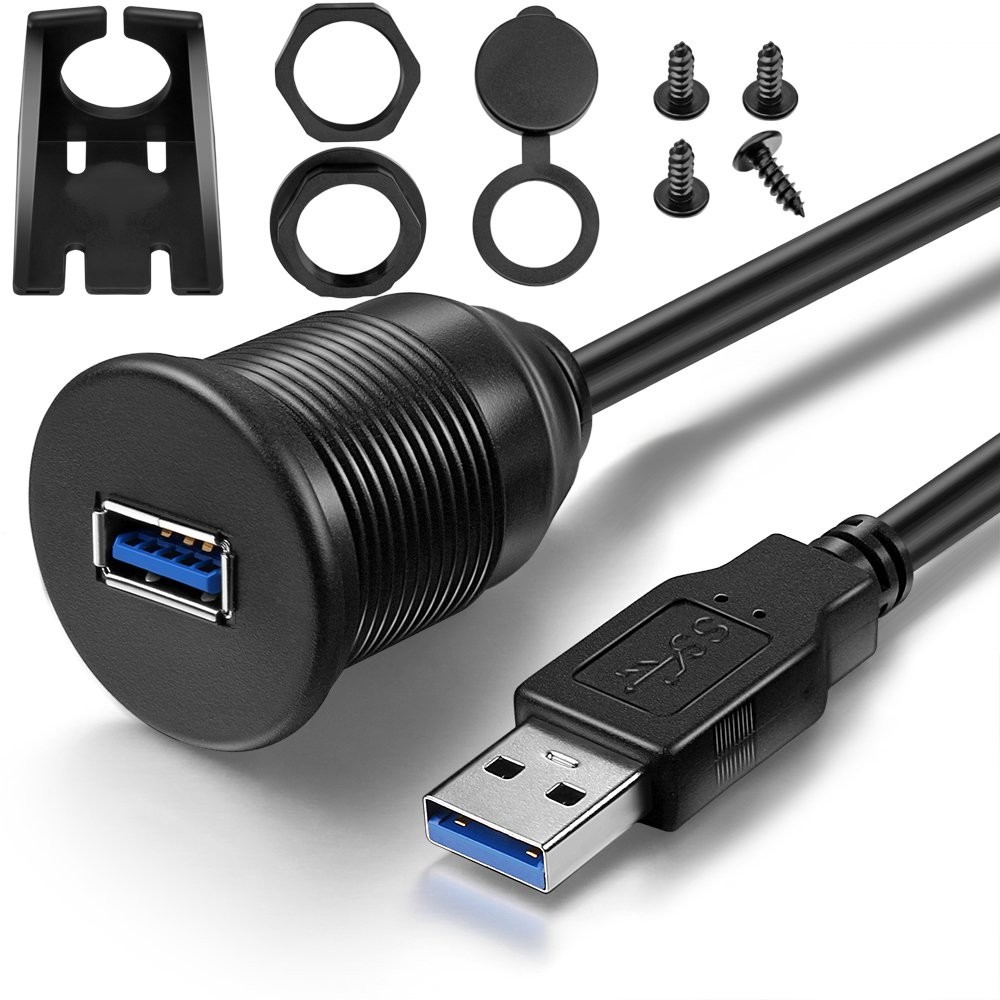 Compact 3FT USB 3.0 Flush Mount Extension Cable for Fast Data & Charging
