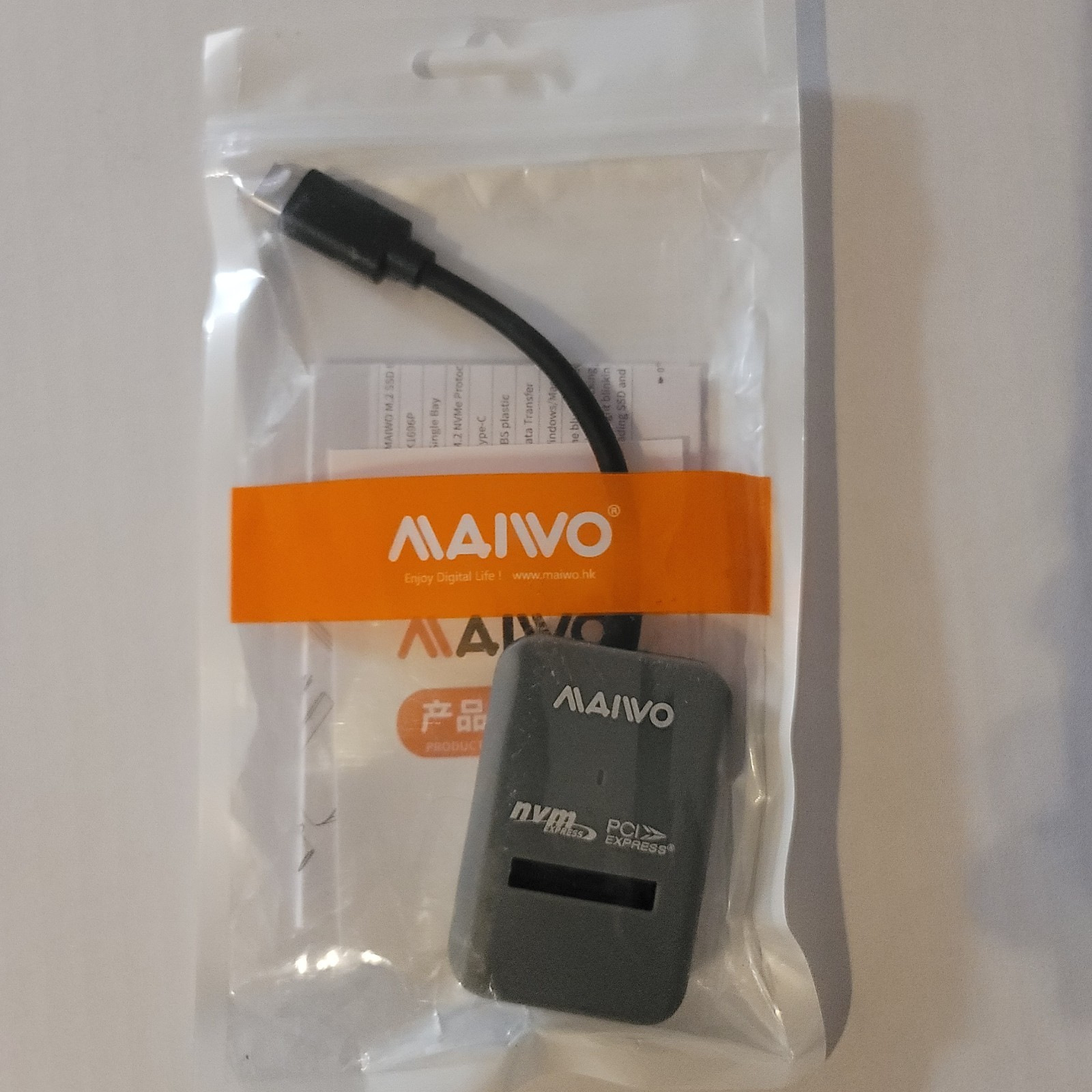 MAIWO NVMe M.2 SSD Enclosure USB-C Gen2 10Gbps PCIe External Adapter K1696P.