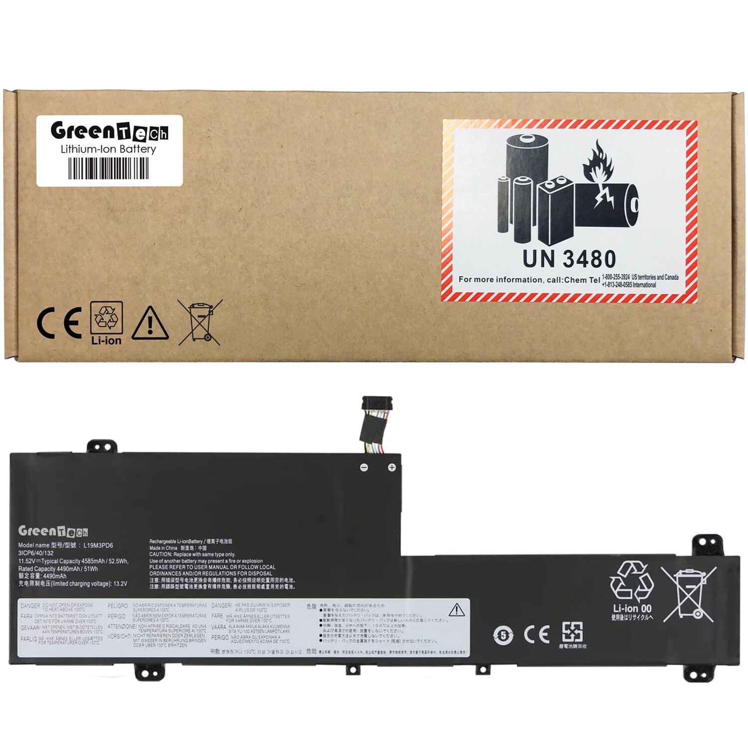 GREENTECH L19M3PD6 BATTERY FOR FLEX 5-14ARE05 52W SB10X49071 5B10X49075 L19C3PD6