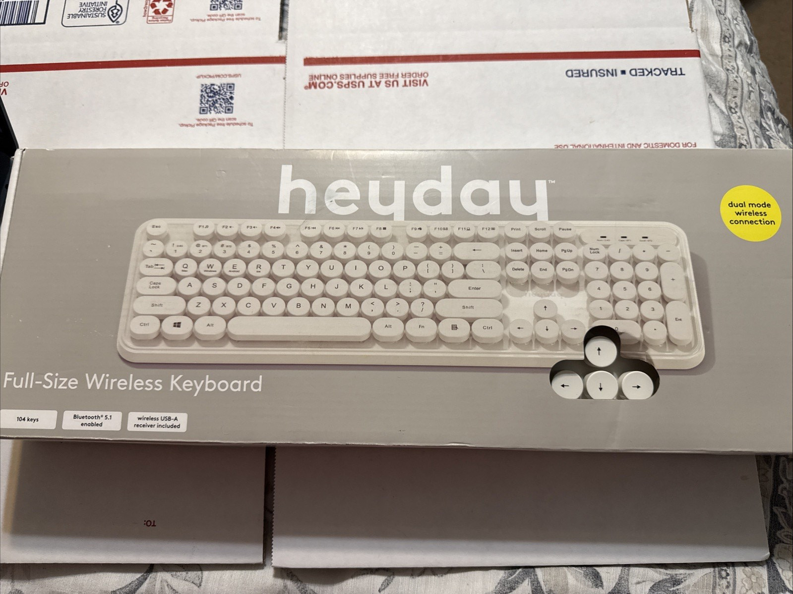 Heyday Full Size Wireless Keyboard Bluetooth 5.1 Dual Mode