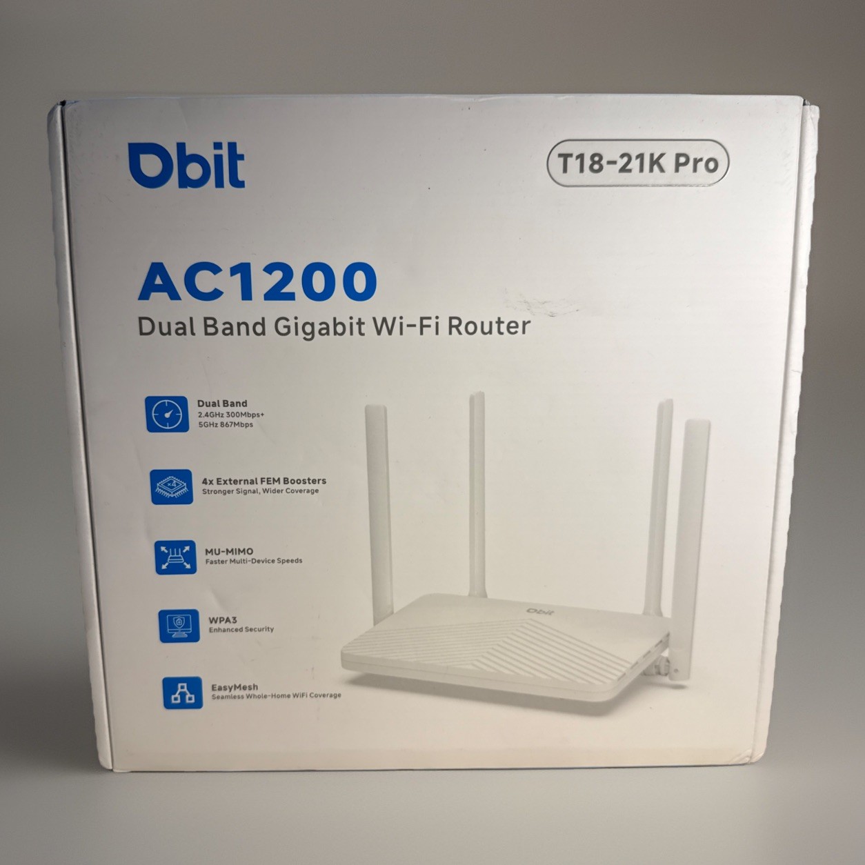 Dbit AC1200 Dual Band Gigabit Router T18-21K Pro EasyMesh WPA3 MU-MIMO