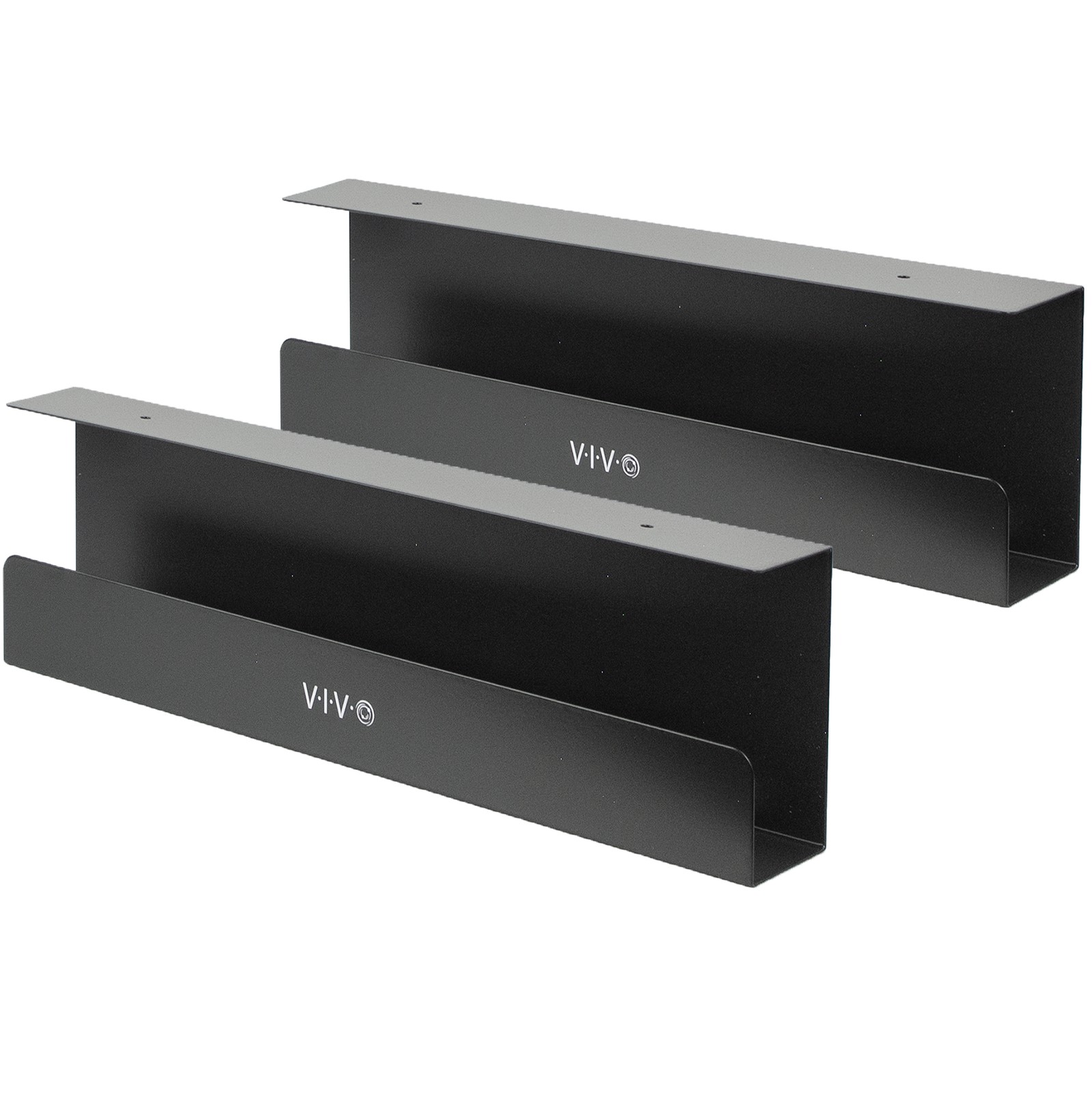 VIVO Black Dual Under Desk 17" Cable Management Trays, Wire Organizers (2 Pack)