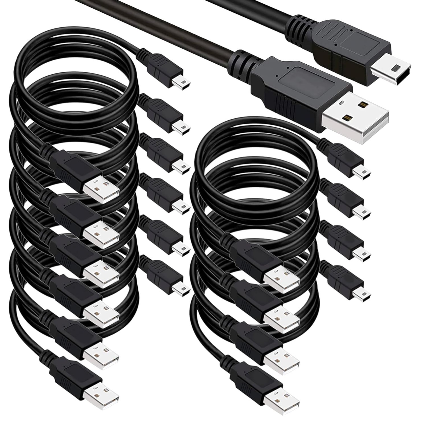 Compact USB 2.0 A to Mini B Cable 10 Pack – Quick Data Transfer Solutions