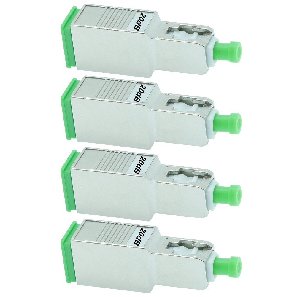 4x 20dB SC APC Connector Fiber Optic Optical Attenuator Single Mode Metal Green