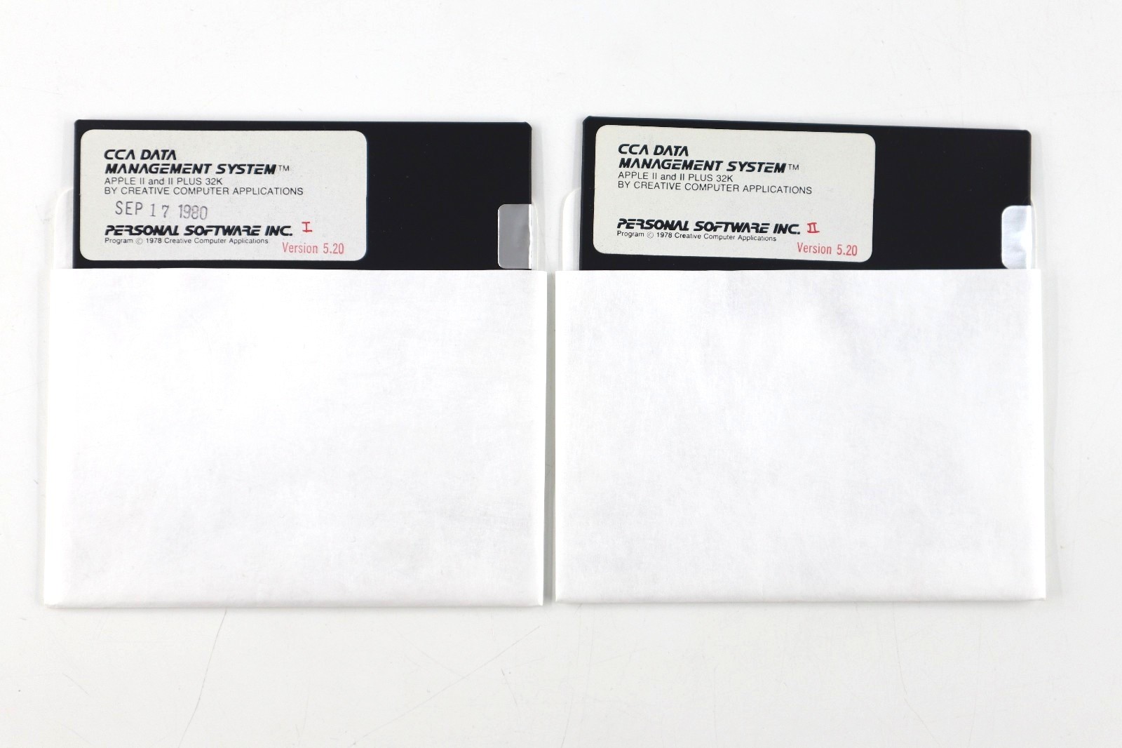 CCA Data Management System Personal Software Apple II+,IIe,IIc,IIgs 1980 Disks