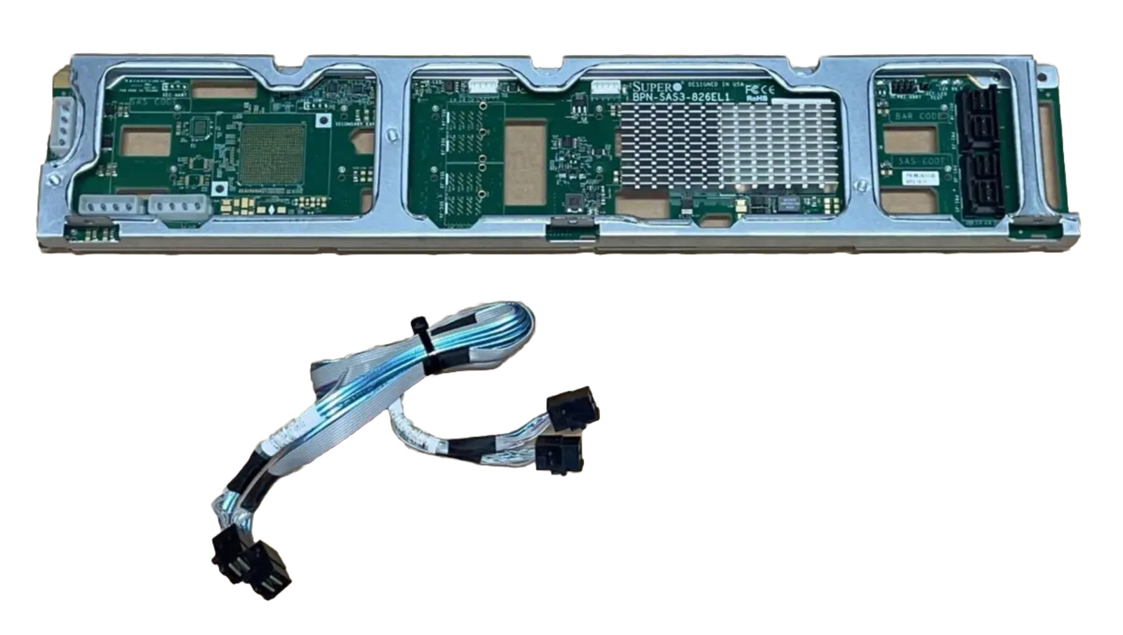 Supermicro BPN-SAS3-826EL1 12Gb 12x3.5” Backplane + 2x SAS Cables & Metal Carrier