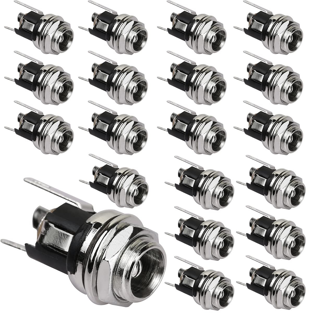 2.5mm DC Power Jack Socket - Female Panel Mount Connector, 20 Pack, Durable & Re
