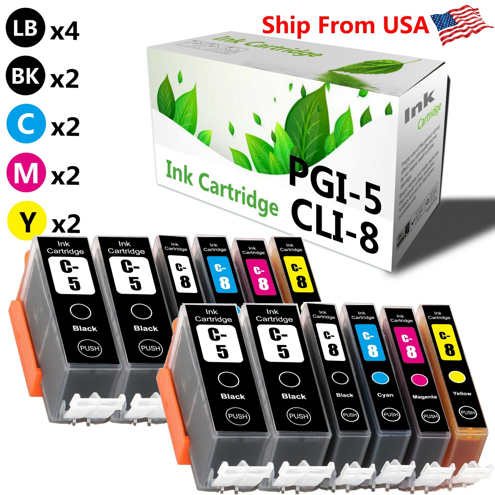 12PK PGI-5 CLI-8 Ink Cartridge for PIXMA iP4200 PIXMA iP4500 Printer