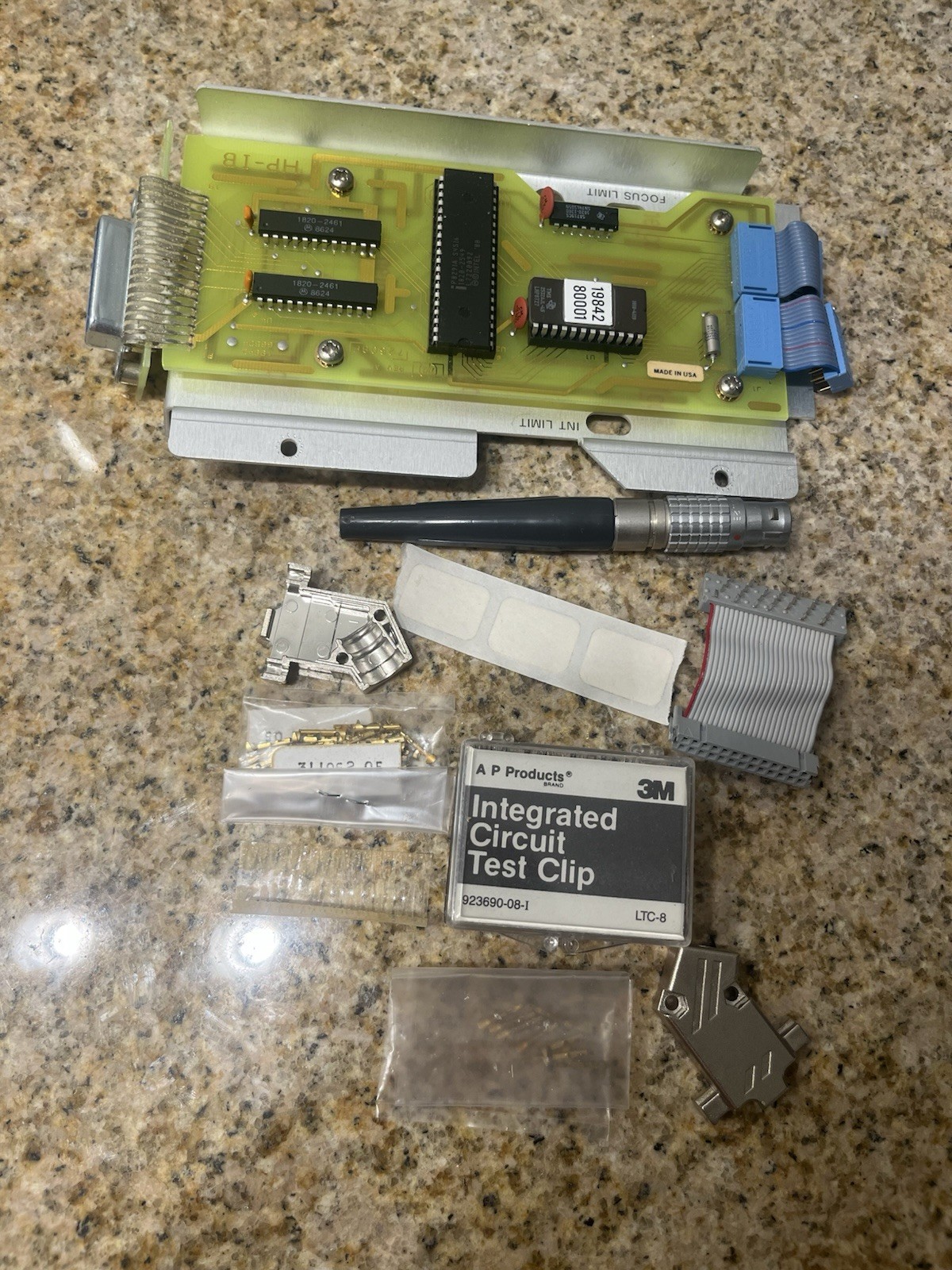 Vintage Interface Card PCB Adapter Board w/ Ribbon Cable & Connectors