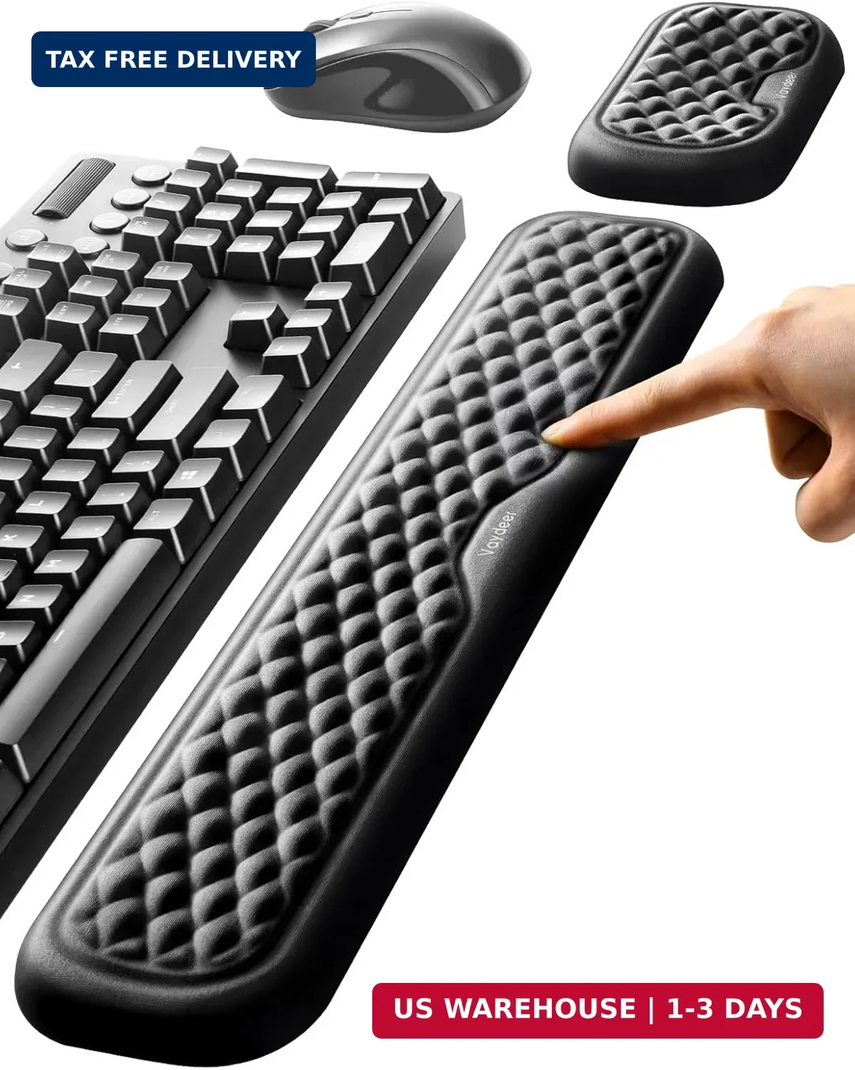 Vaydeer Wrist Rest for Keyboard and Mouse, Computer Ergonomic Wrist Support Pad,