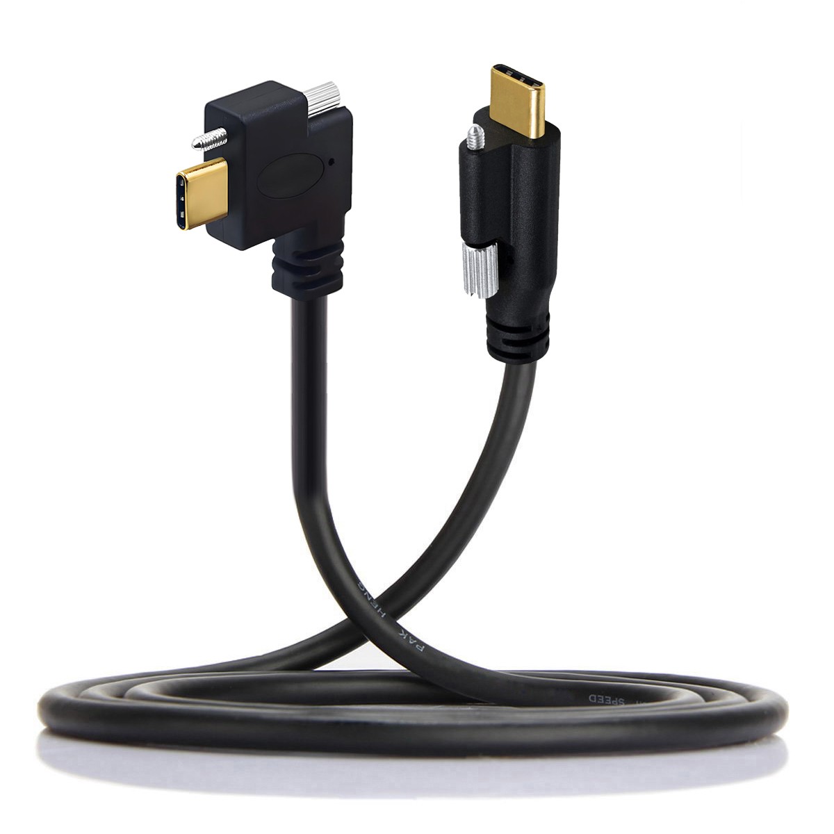 CY Type-C USB 3.1 Male Screw Locking USB-C Left Right Angled Data Cable 10Gbps
