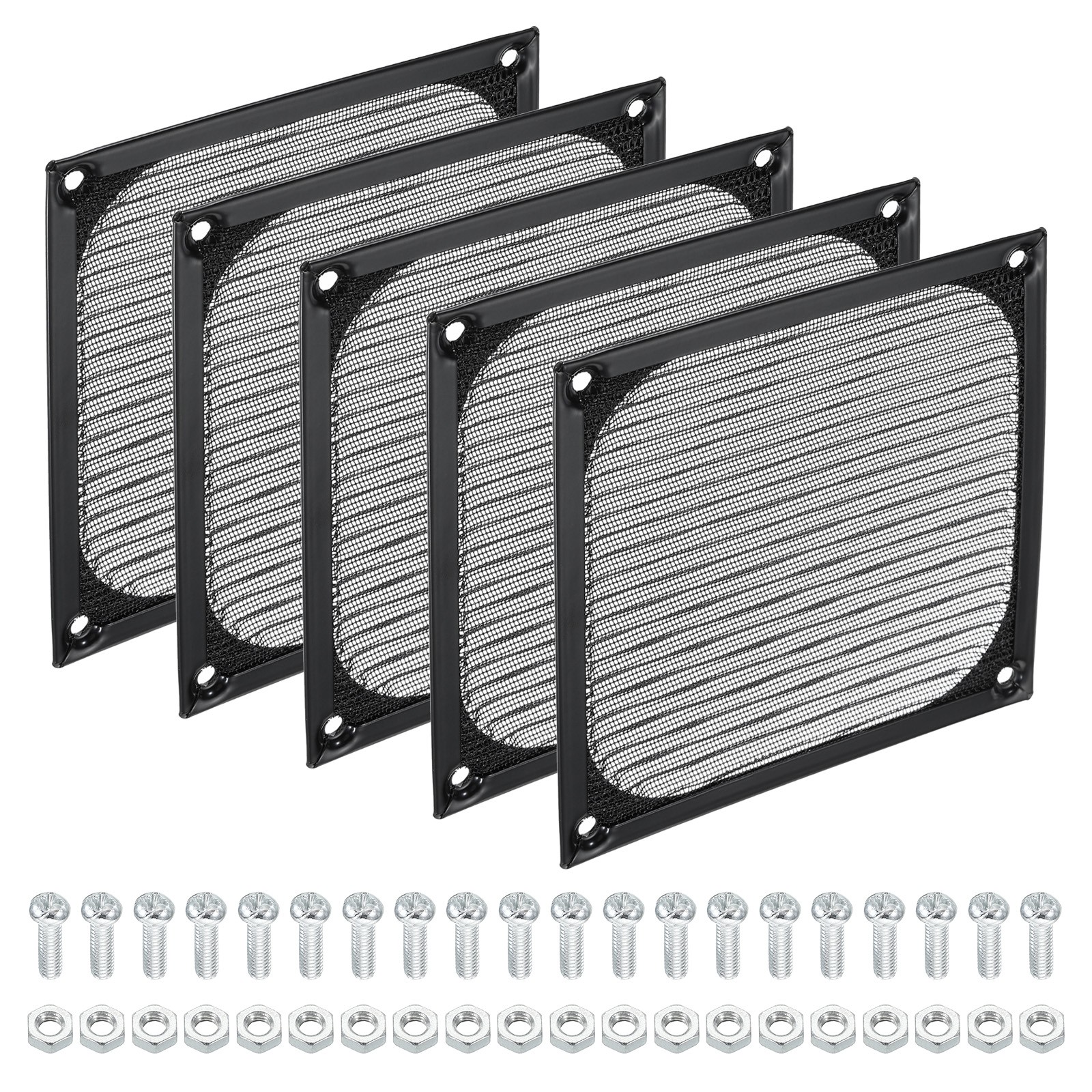 5Pcs 120mm Computer Fan Filter Grill Screws Aluminum Frame Steel Mesh Black