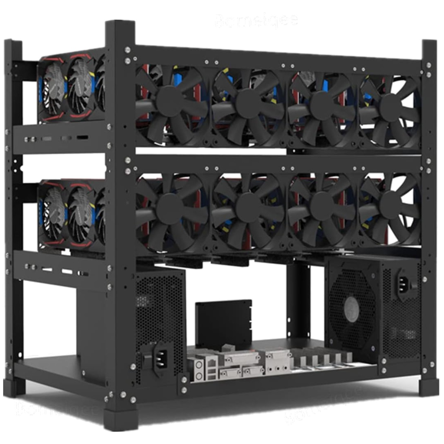 Durable Stainless Steel Mining Rig Frame - 2 ATX PSU Support,,
