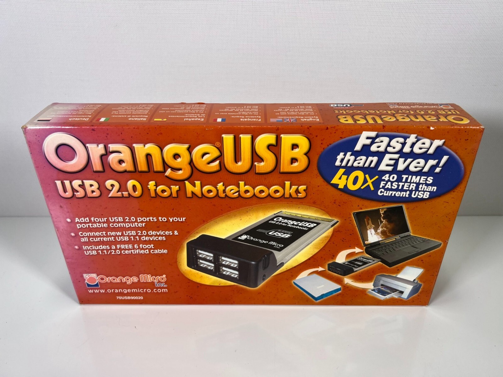 Orange Micro USB 2.0 for Notebooks (Add four USB 2.0 ports to your portable PC)