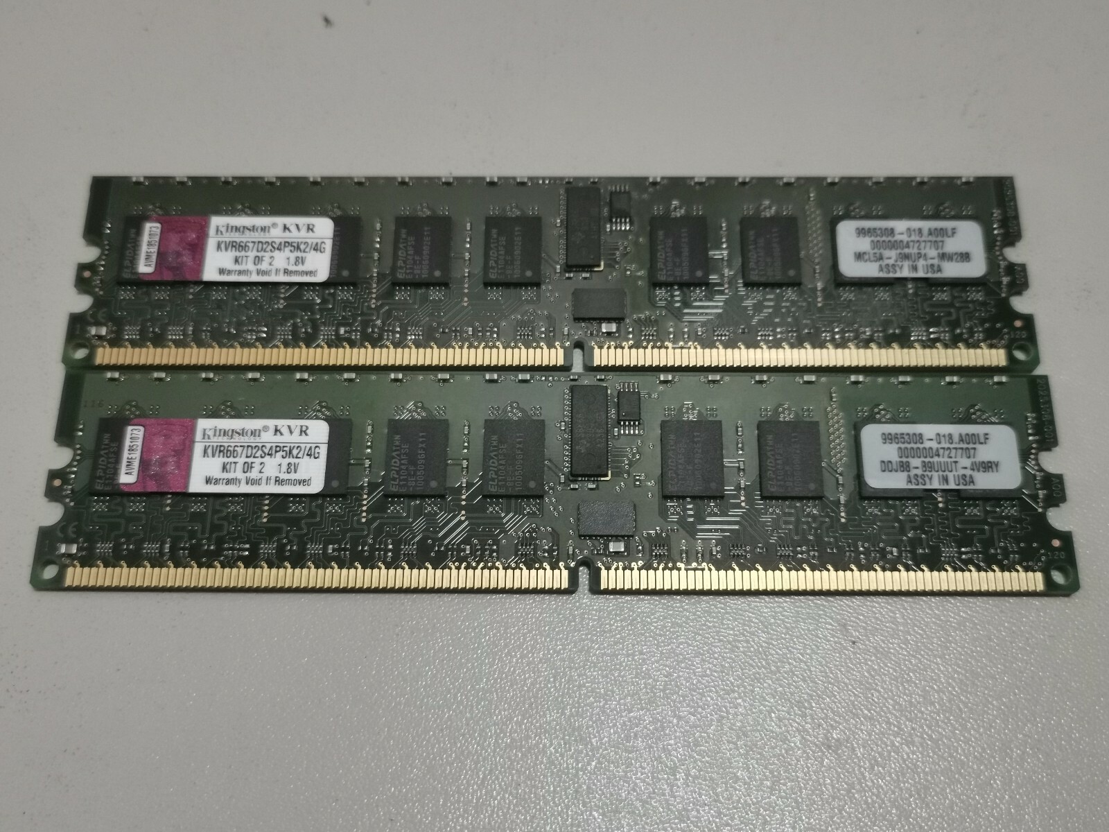 KINGSTON 4GB 2PCS MEMORY KIT KVR667D2S4P5K2/4G